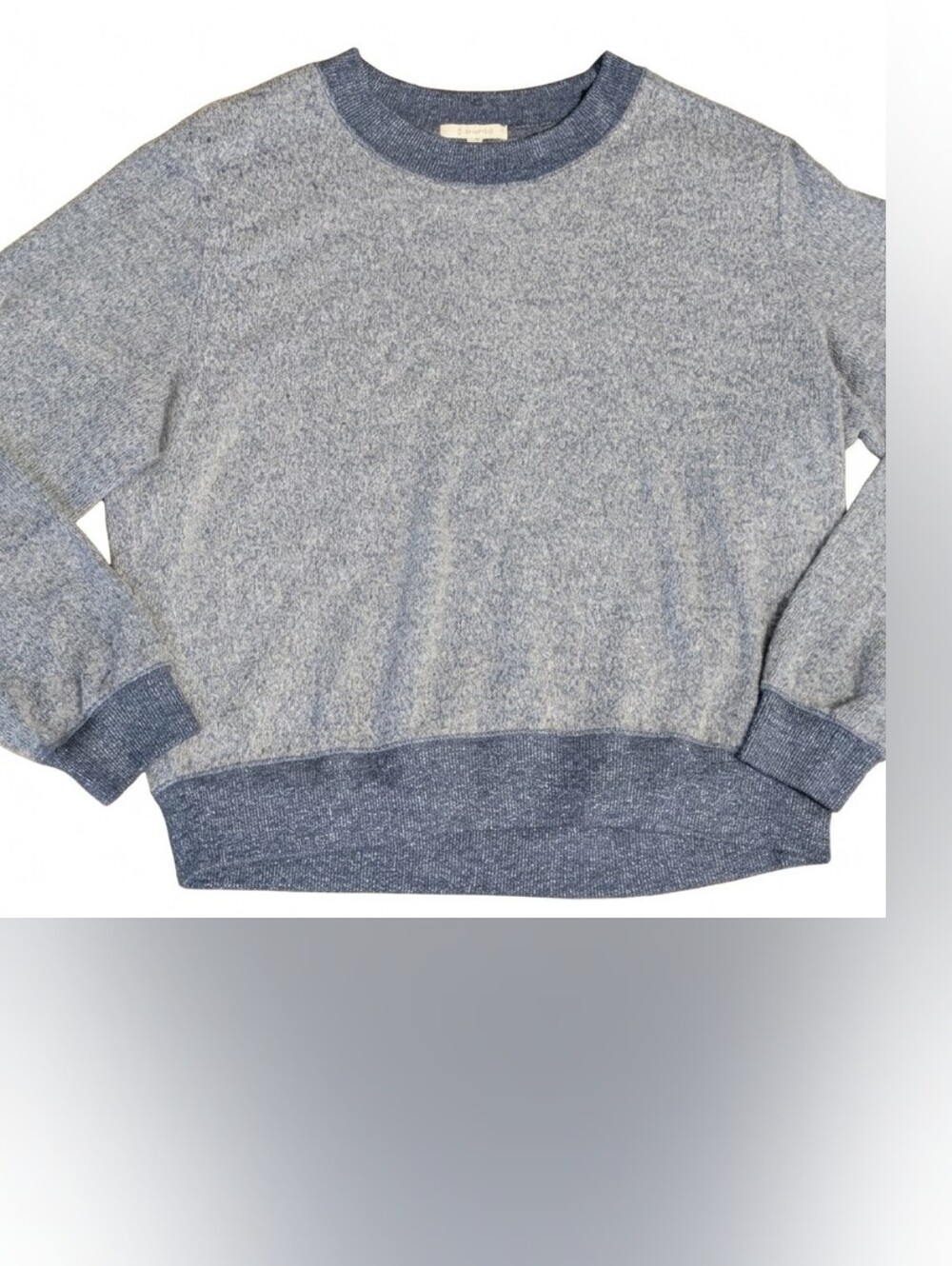 Z SUPPLY Russel Cozy Pullover Sweater Large Blue Marled Knit Drop Shoulder Top